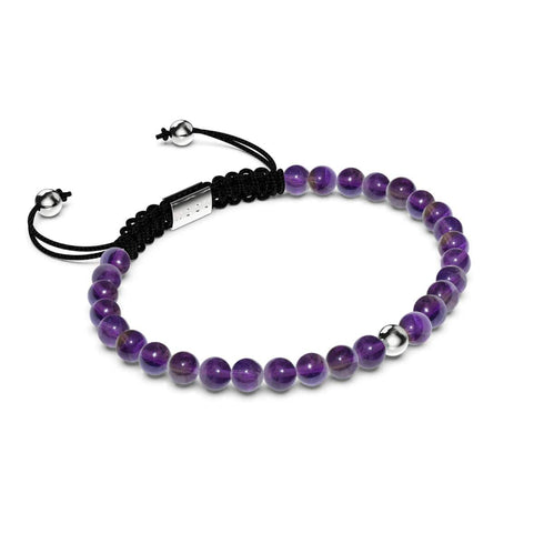 Amethyst | 925er Sterlingsilber | Makramee-Armband mit Fokus-Edelstein